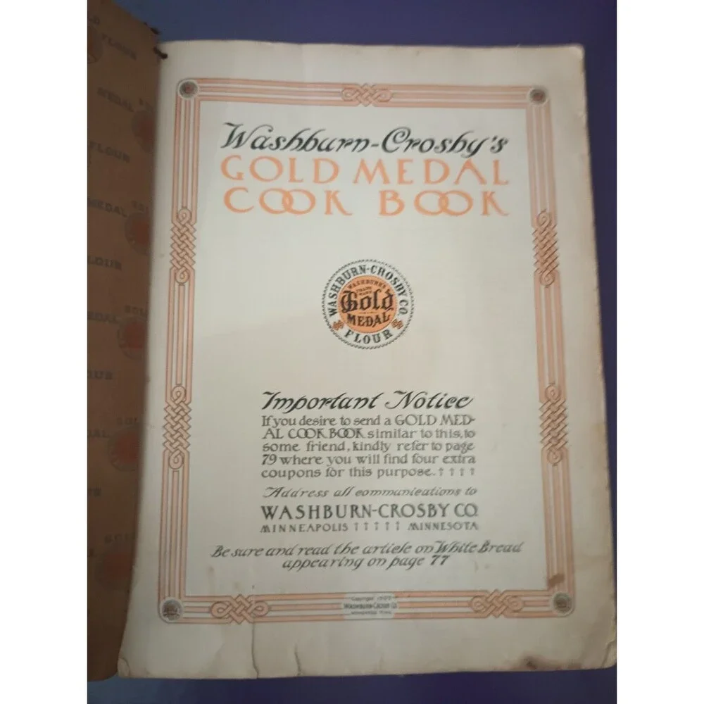Antique 1910 Gold Medal Flour Cook Book Washburn-Crosby Co. Soft Cover Book